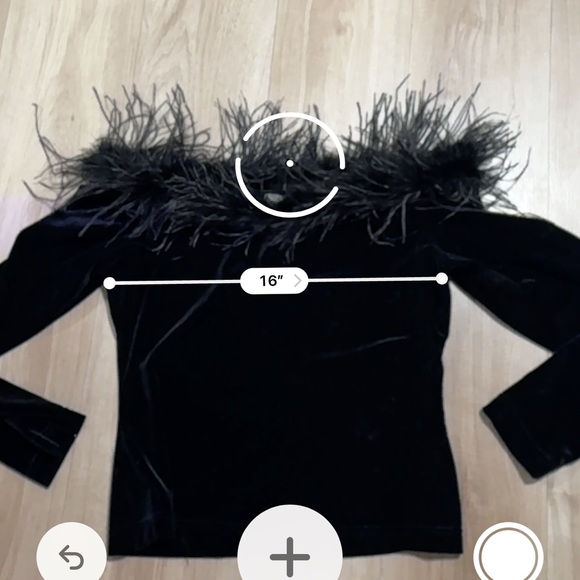 Cachet Black Long Sleeve Top with Feather Trim - Picture 6 of 7